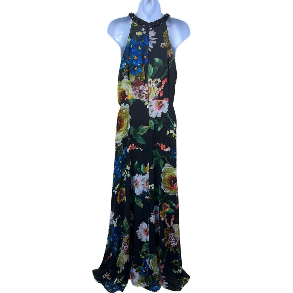 NWT Teri Jon Rickie Freeman Beaded Sleeveless Floral Maxi Dress Gown Sz 12 $760 - Picture 8 of 15